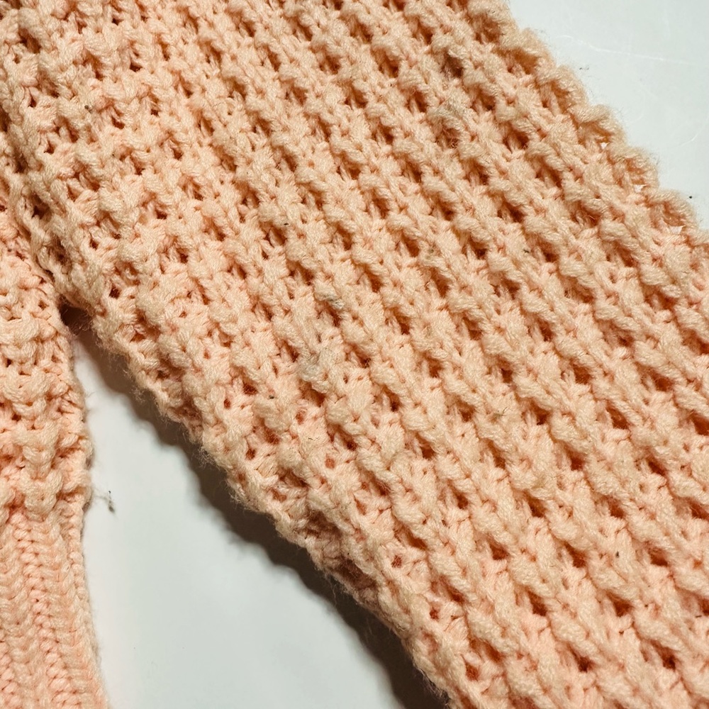 Vintage chunky knit semi cropped peach mockneck sweater - Picture 7 of 7